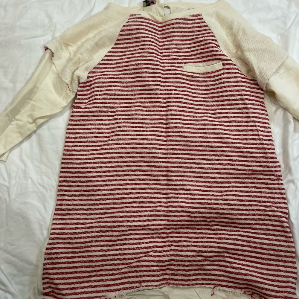 COPY - Girls dress with fringe on the back with red and white strips on the fro…
